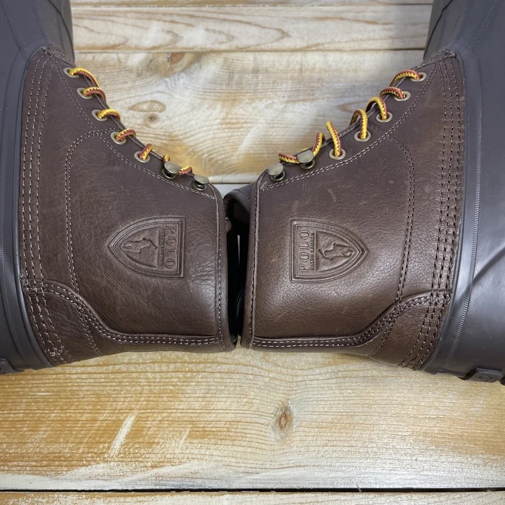 Polo Ralph Lauren Mens Claus Lace‎ Up Duck Boots Leather Sherpa Lined Size10D